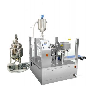 तरल र टाँस्नको लागि पिशन फिलरको साथ स्वचालित पूर्व-निर्मित झोला फिल सील प्याकेजिङ